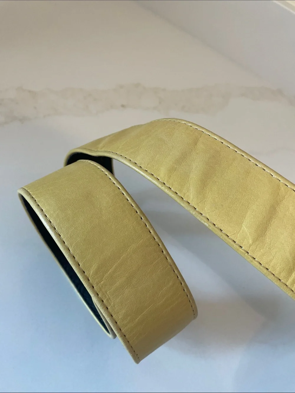 VTG Alden Howard Butter Yellow Gold Buckle Retro Mod Preppy Chic MidCentury Belt